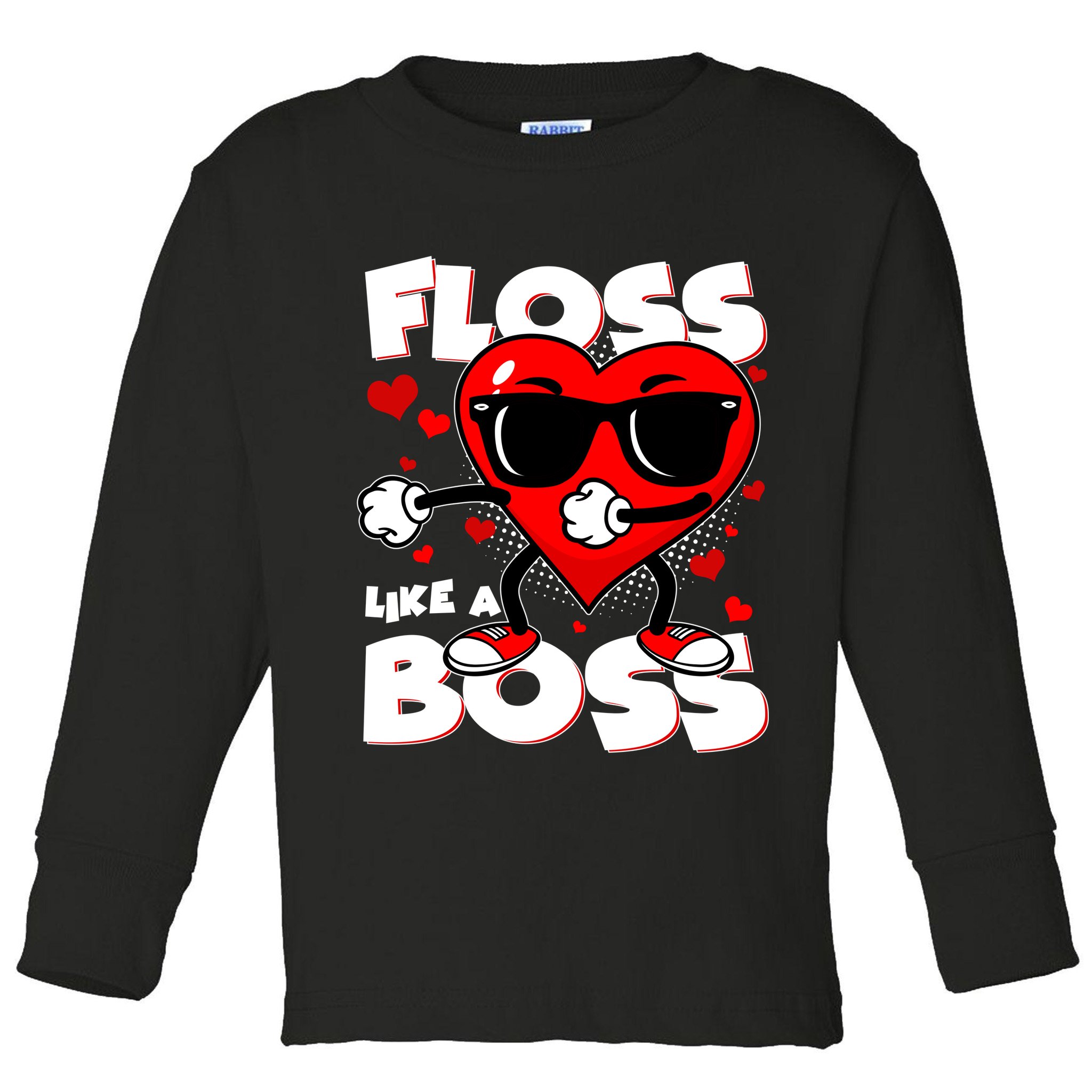 Valentine Floss Like A Boss Heart Toddler Long Sleeve Shirt