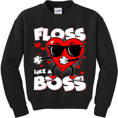 Valentine Floss Like A Boss Heart Kids Sweatshirt