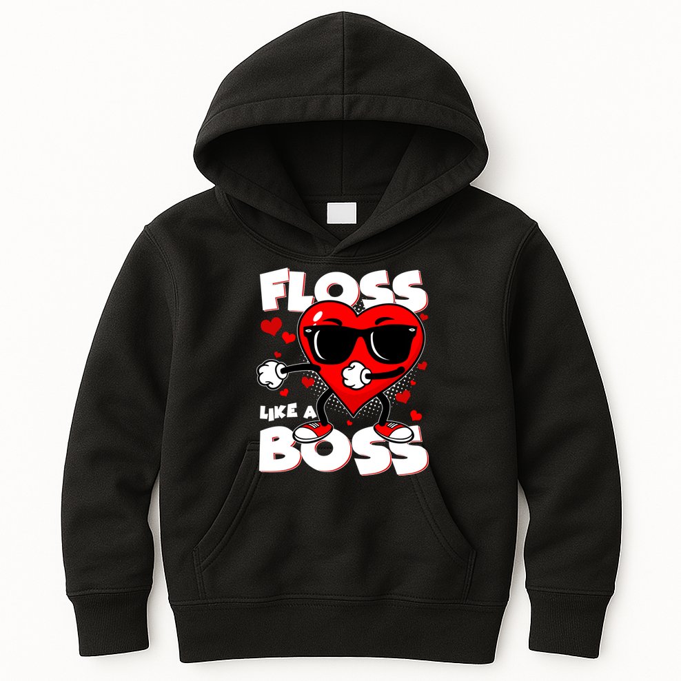 Valentine Floss Like A Boss Heart Kids Hoodie