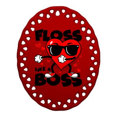 Valentine Floss Like A Boss Heart Ceramic Oval Ornament