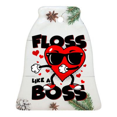 Valentine Floss Like A Boss Heart Ceramic Bell Ornament