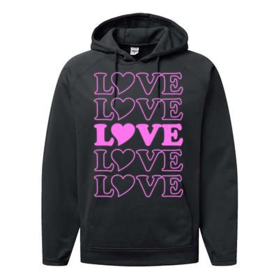 Valentine Love Pattern Performance Fleece Hoodie