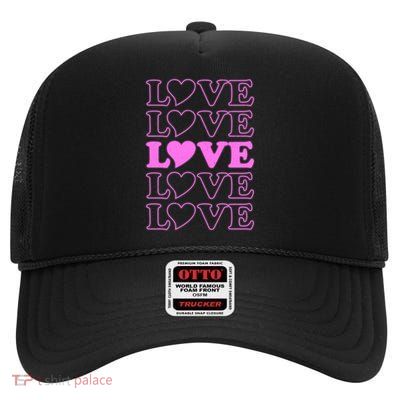 Valentine Love Pattern High Crown Mesh Back Trucker Hat