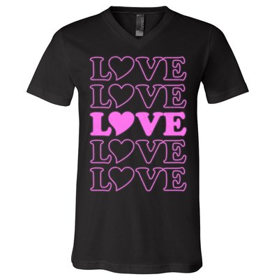 Valentine Love Pattern V-Neck T-Shirt