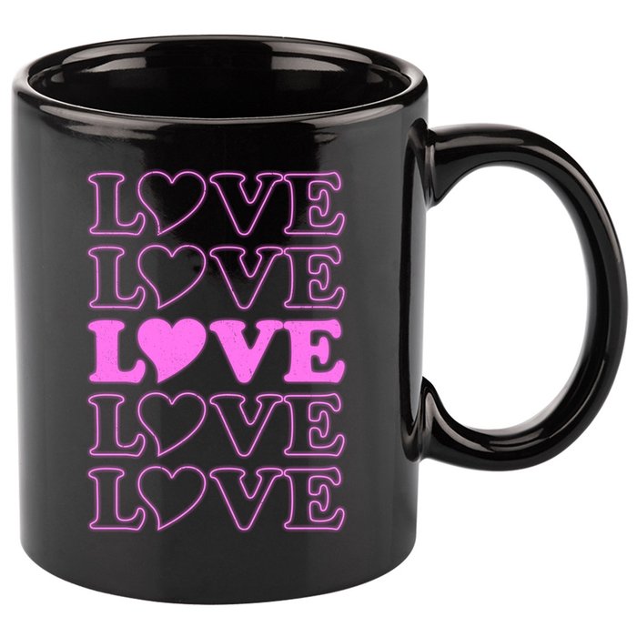Valentine Love Pattern 11oz C Handle Ceramic Mug