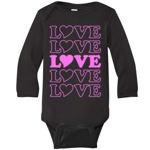 Valentine Love Pattern Baby Long Sleeve Bodysuit