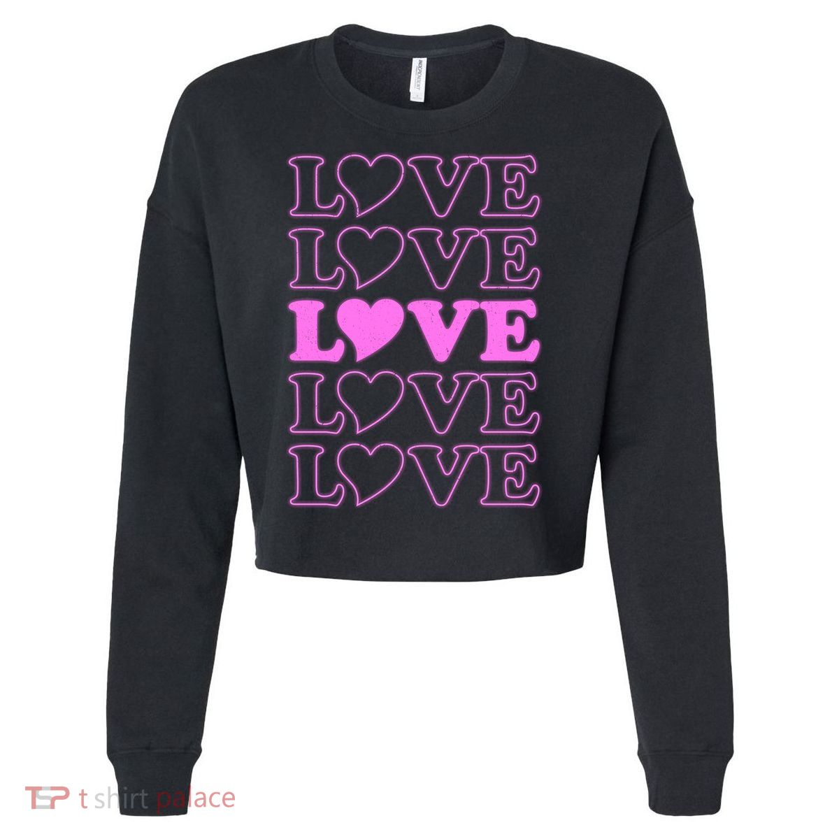 Valentine Love Pattern Cropped Pullover Crew