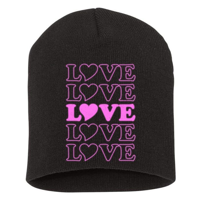 Valentine Love Pattern Short Acrylic Beanie