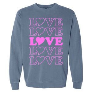 Valentine Love Pattern Garment-Dyed Sweatshirt