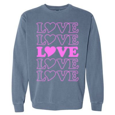 Valentine Love Pattern Garment-Dyed Sweatshirt