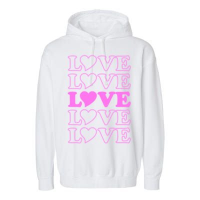 Valentine Love Pattern Garment-Dyed Fleece Hoodie