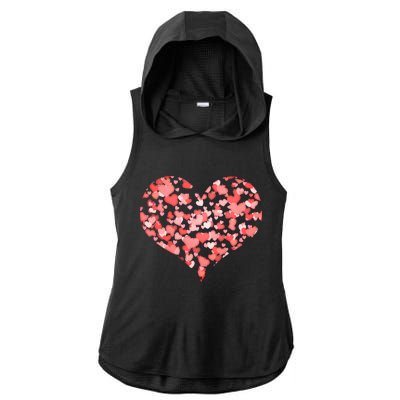 Valentine Multi Heart Of Love Ladies PosiCharge Tri-Blend Wicking Draft Hoodie Tank