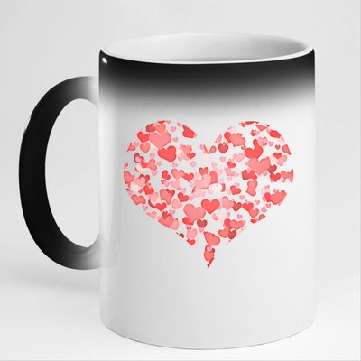 Valentine Multi Heart Of Love 11oz Black Color Changing Mug