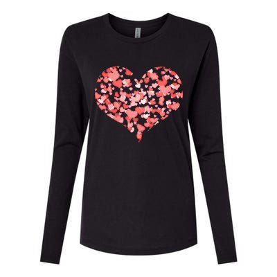 Valentine Multi Heart Of Love Womens Cotton Relaxed Long Sleeve T-Shirt