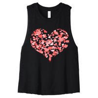 Valentine Multi Heart Of Love Women's Racerback Cropped Tank