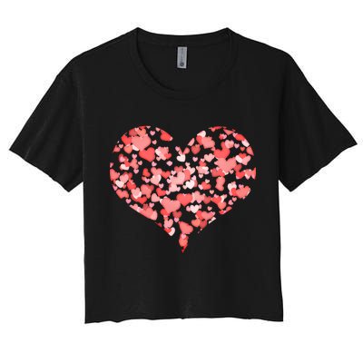 Valentine Multi Heart Of Love Women's Crop Top Tee