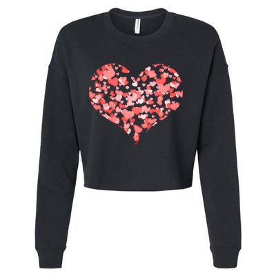 Valentine Multi Heart Of Love Cropped Pullover Crew