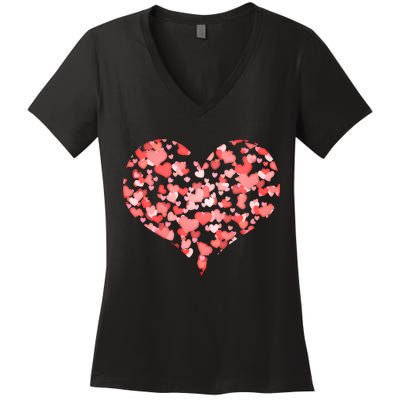 Valentine Multi Heart Of Love Women's V-Neck T-Shirt