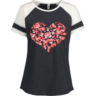 Valentine Multi Heart Of Love Enza Ladies Jersey Colorblock Tee