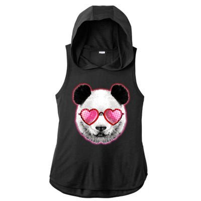 Valentine Panda Love Shades Ladies PosiCharge Tri-Blend Wicking Draft Hoodie Tank