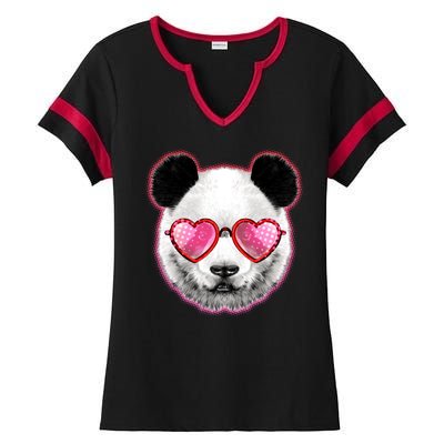 Valentine Panda Love Shades Ladies Halftime Notch Neck Tee