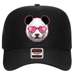 Valentine Panda Love Shades High Crown Mesh Back Trucker Hat