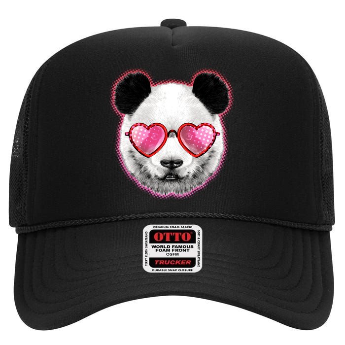 Valentine Panda Love Shades High Crown Mesh Back Trucker Hat