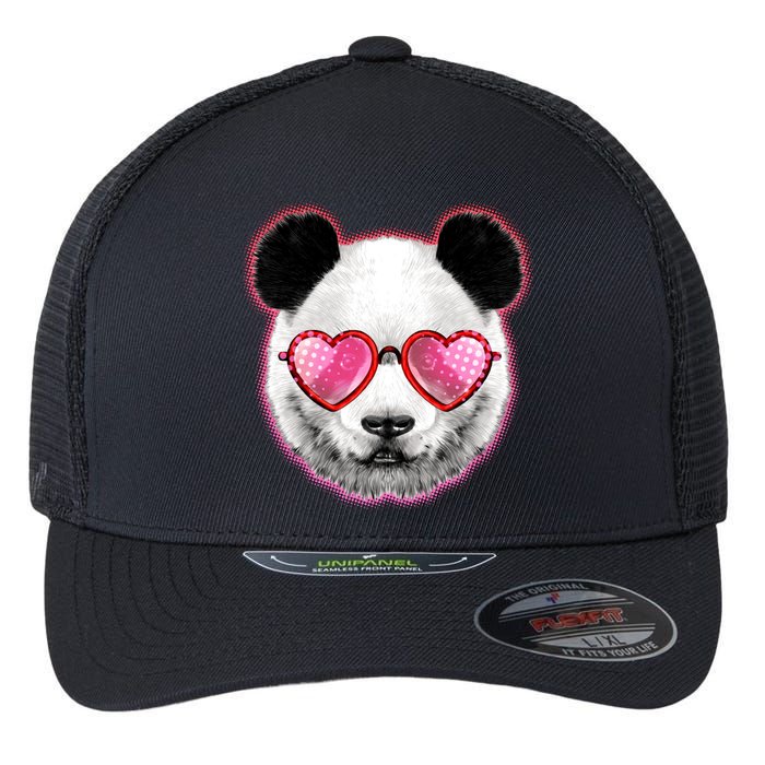 Valentine Panda Love Shades Flexfit Unipanel Trucker Cap