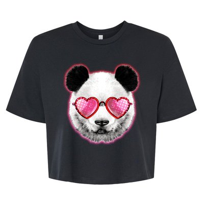 Valentine Panda Love Shades Bella+Canvas Jersey Crop Tee