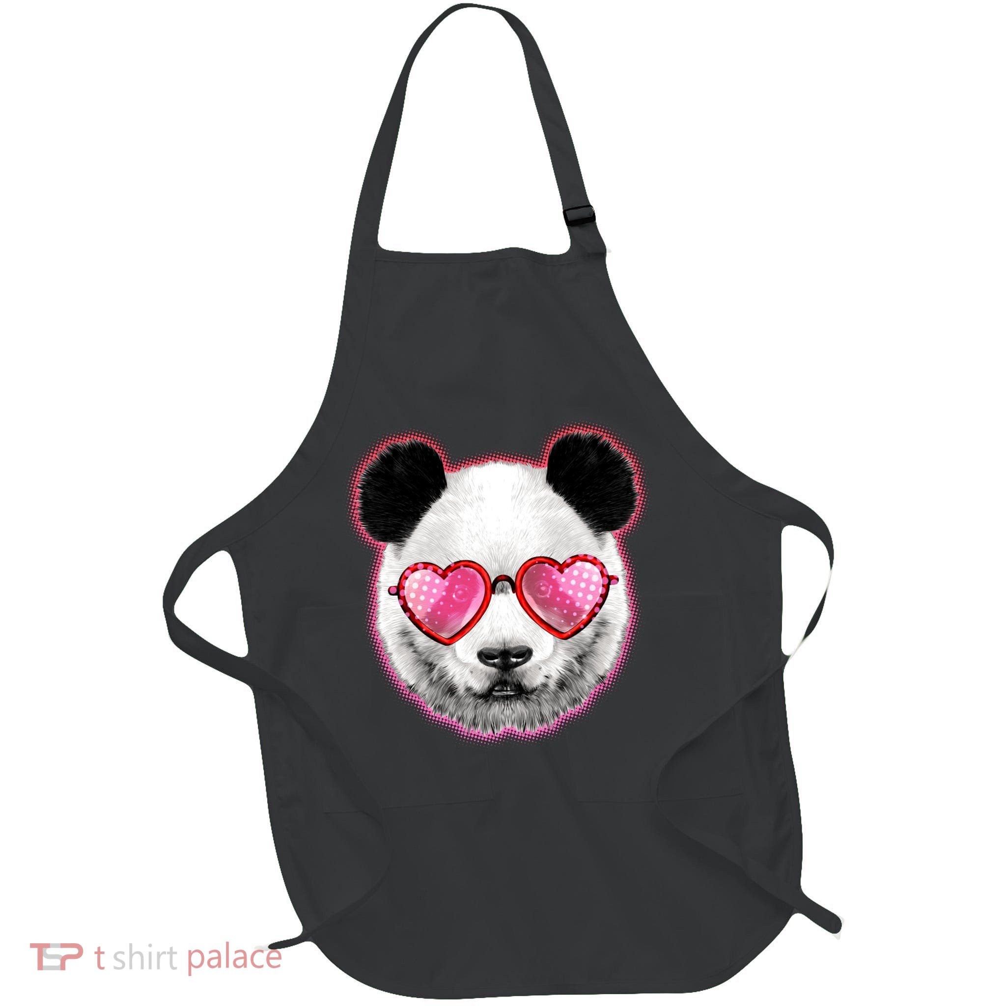 Valentine Panda Love Shades Full-Length Apron With Pockets
