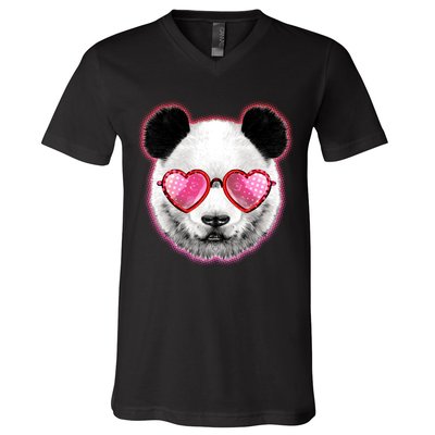 Valentine Panda Love Shades V-Neck T-Shirt