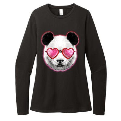 Valentine Panda Love Shades Womens CVC Long Sleeve Shirt