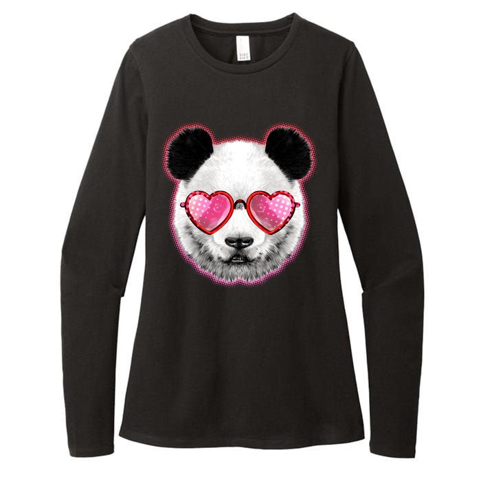 Valentine Panda Love Shades Womens CVC Long Sleeve Shirt