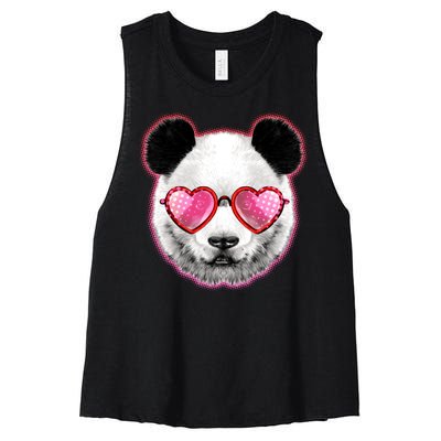 Valentine Panda Love Shades Women's Racerback Cropped Tank