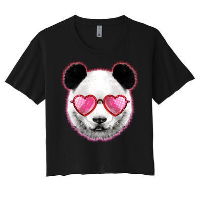 Valentine Panda Love Shades Women's Crop Top Tee