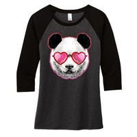 Valentine Panda Love Shades Women's Tri-Blend 3/4-Sleeve Raglan Shirt