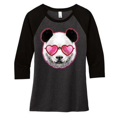 Valentine Panda Love Shades Women's Tri-Blend 3/4-Sleeve Raglan Shirt