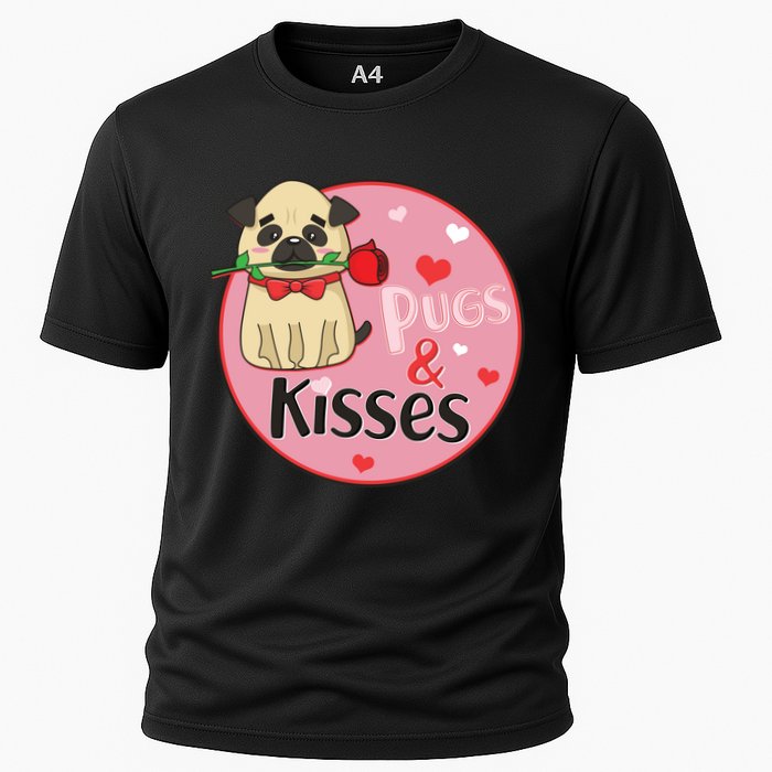Valentine Pug And Kisses Cooling Performance Crew T-Shirt