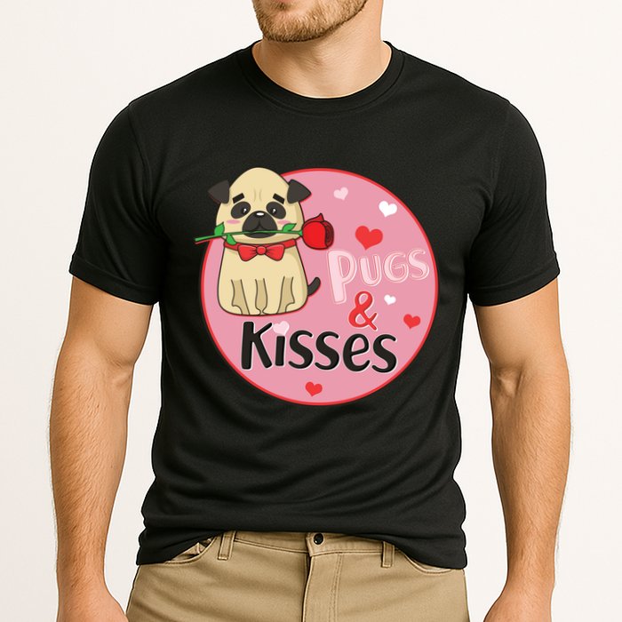 Valentine Pug And Kisses Cooling Performance Crew T-Shirt