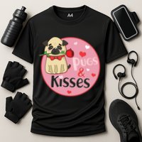 Valentine Pug And Kisses Cooling Performance Crew T-Shirt