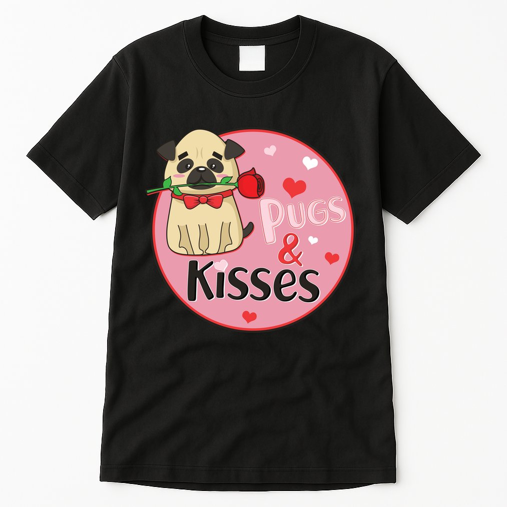 Valentine Pug And Kisses Tall T-Shirt