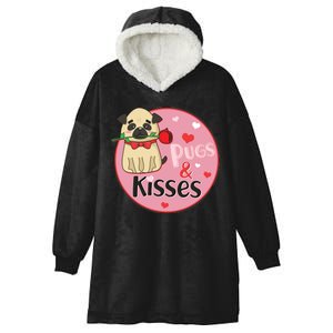 Valentine Pug And Kisses Hooded Wearable Blanket