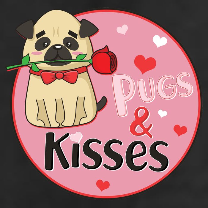Valentine Pug And Kisses Adult Drive Performance Visor