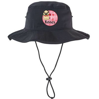 Valentine Pug And Kisses Bucket Hat