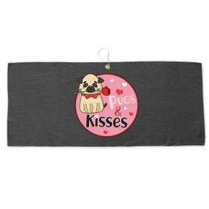 Valentine Pug And Kisses Large Microfiber Waffle Golf Towel