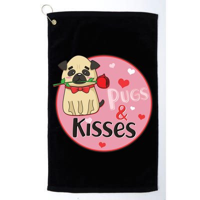 Valentine Pug And Kisses Golf Towel