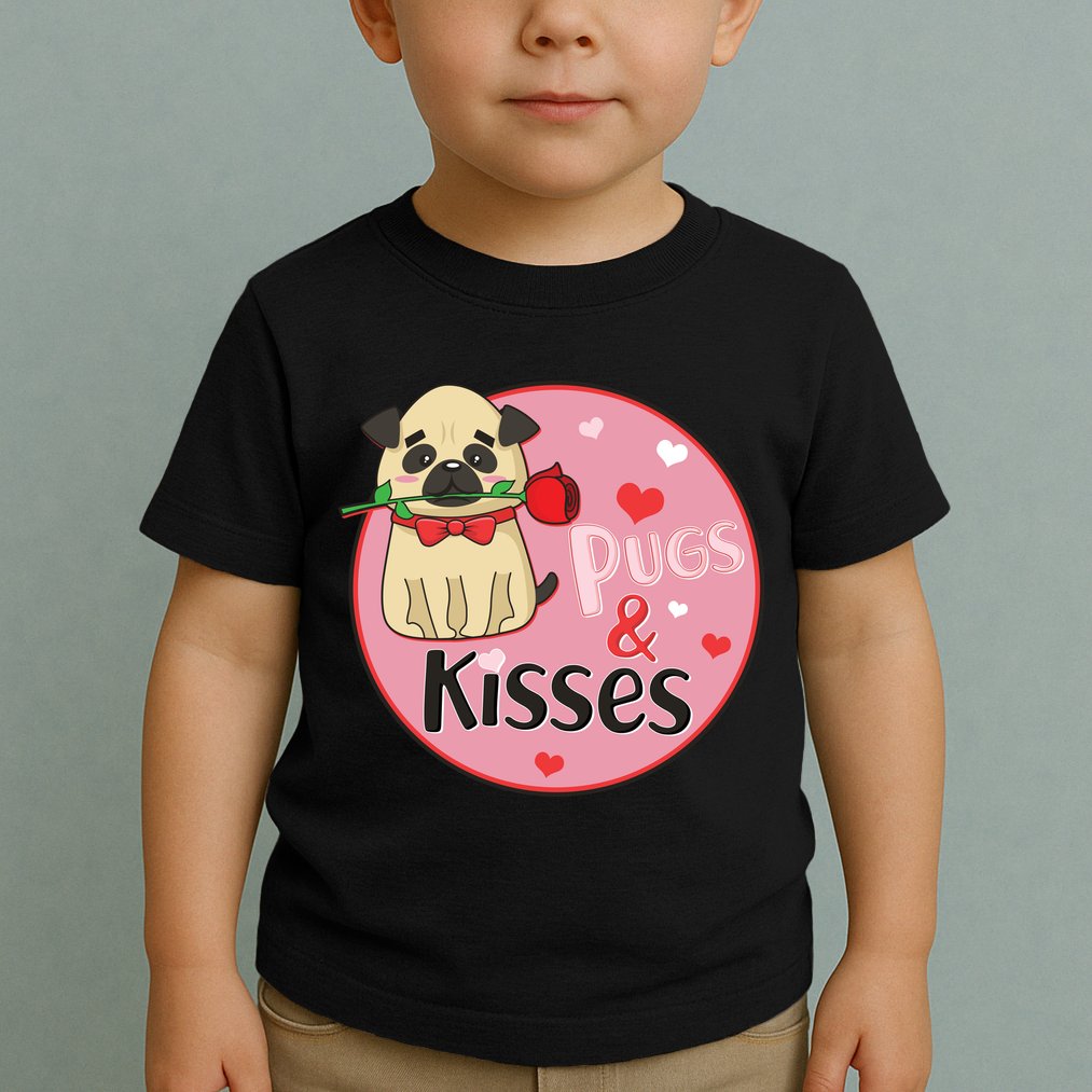 Valentine Pug And Kisses Toddler T-Shirt