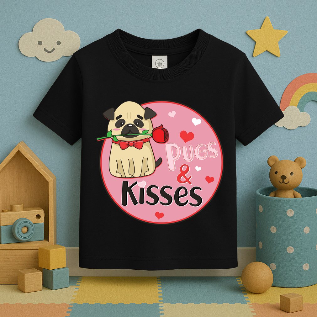 Valentine Pug And Kisses Toddler T-Shirt