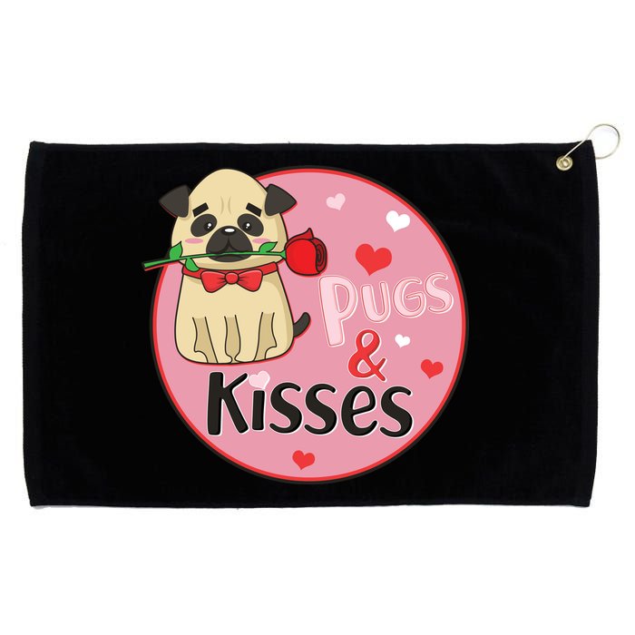 Valentine Pug And Kisses Grommeted Golf Towel