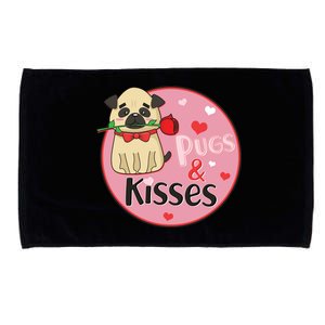 Valentine Pug And Kisses Microfiber Hand Towel